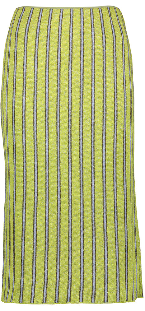 Groene halflange rok in blauw streeppatroon met glinsters Cilia Baum und Pferdgarten