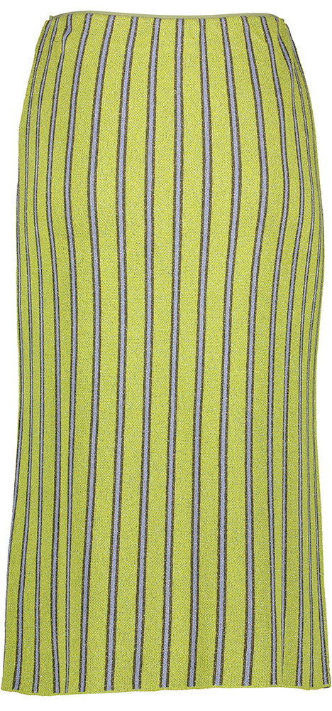 Groene halflange rok in blauw streeppatroon met glinsters Cilia Baum und Pferdgarten