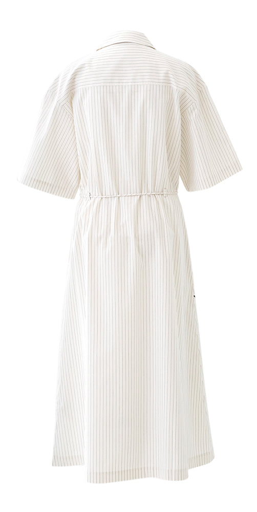 Robe longue en coton écru à rayures multicolores Stine Goya