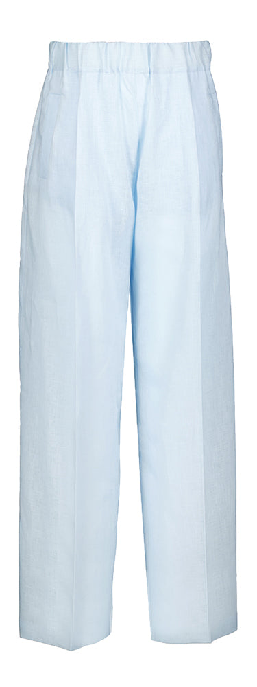 Pantalon en lin bleu clair Semi-couture
