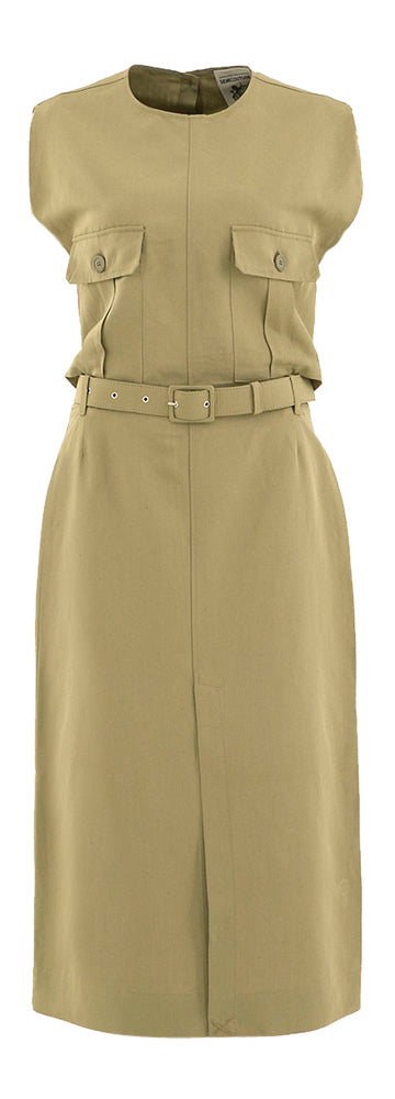 Robe midi vert kaki à poches plaquées et dos nu Semicouture
