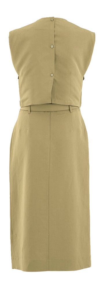 Robe midi vert kaki à poches plaquées et dos nu Semicouture