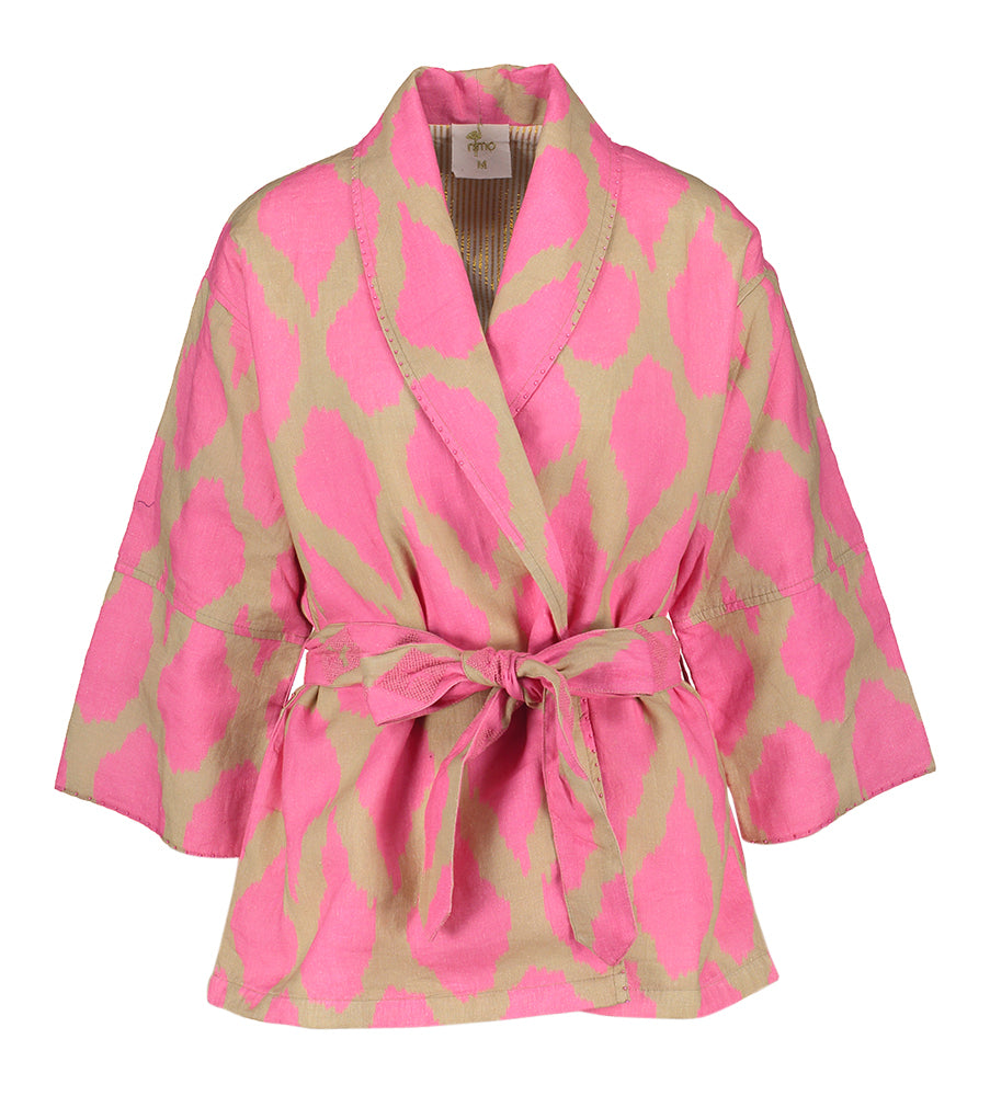 Kimono beige à imprimé fuchsia Nutmeg Nimo With Love