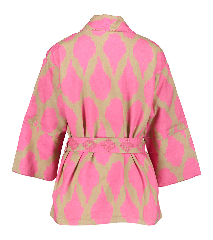 Kimono beige à imprimé fuchsia Nutmeg Nimo With Love