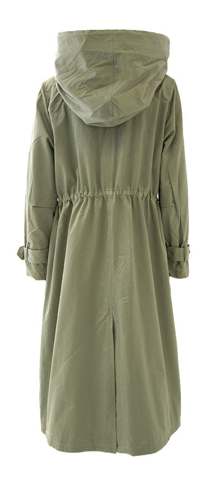 Manteau long kaki sirène Emma avec noir