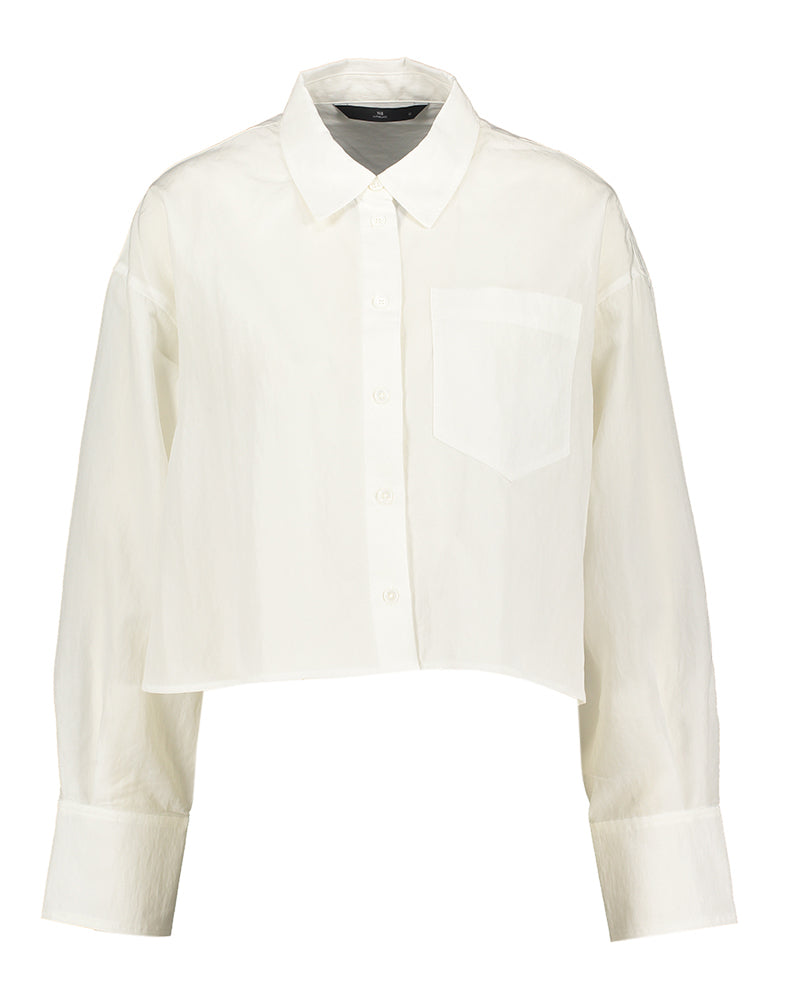 Chemisier court et ample blanc, chemise courte et douce avec noir