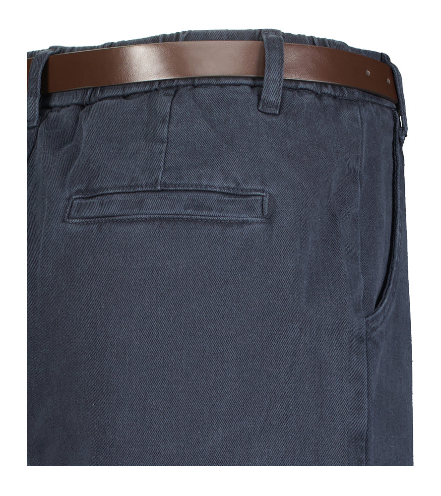 Donkerblauwe wijde broek met bandplooi Steffi Withblack