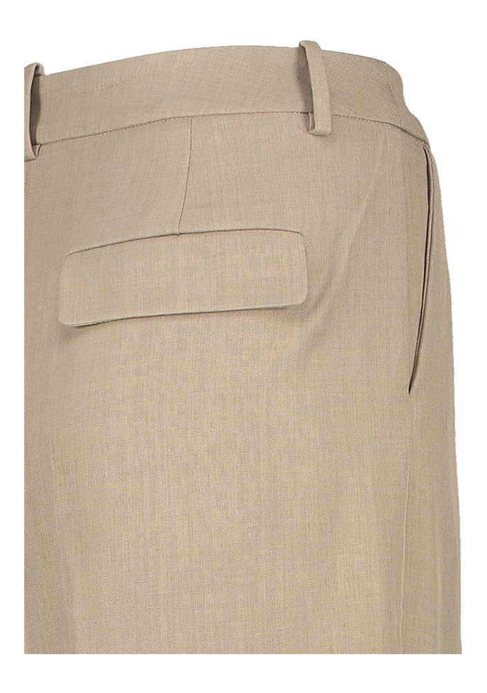 Pantalon habillé beige, pantalon tailleur vanille avec noir