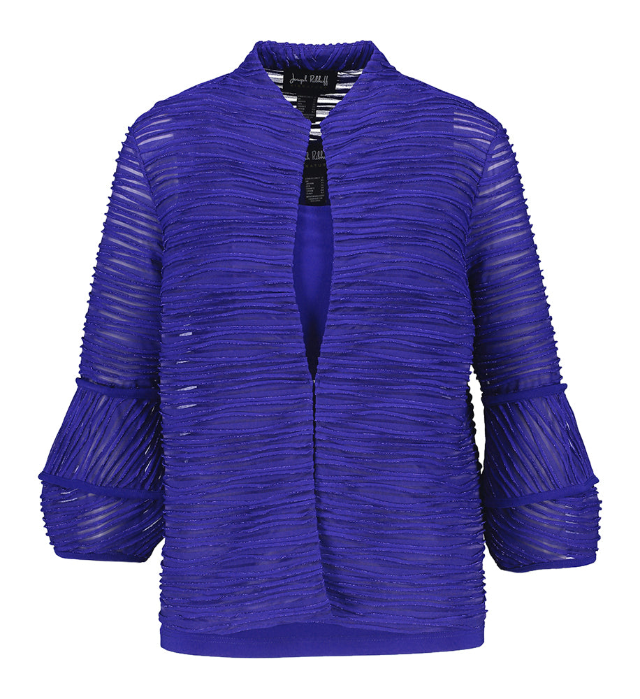 Ensemble bleu cobalt avec haut et gilet transparent Joseph Ribkoff