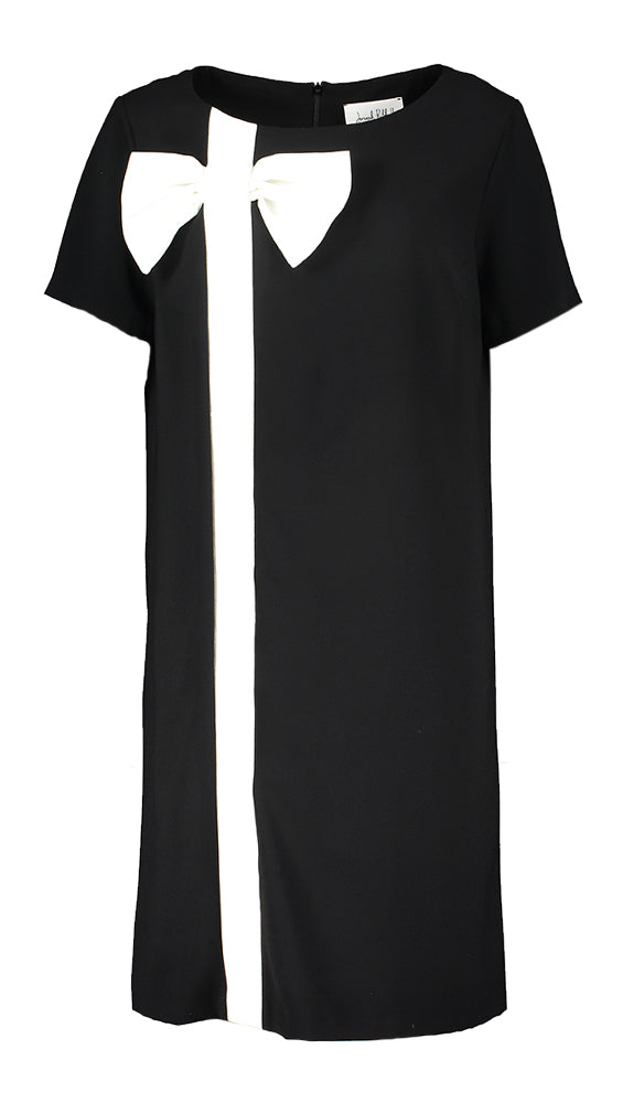 Zwarte jurk met witte strik Joseph Ribkoff