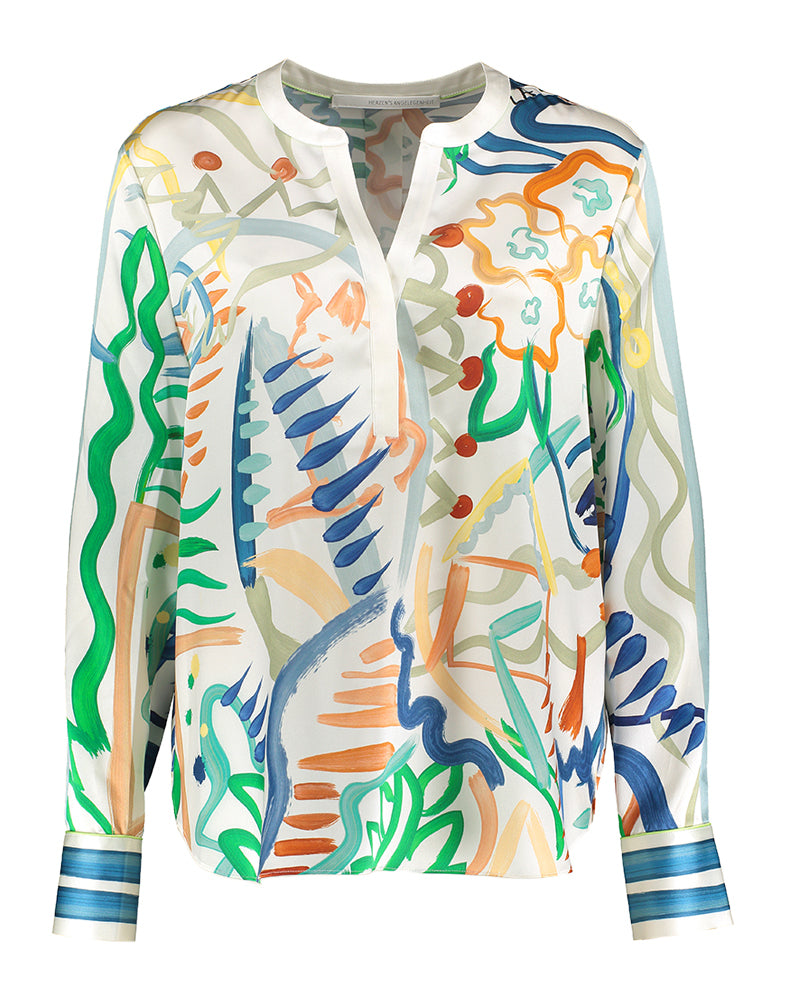 Multi-color bloes met print Herzen's