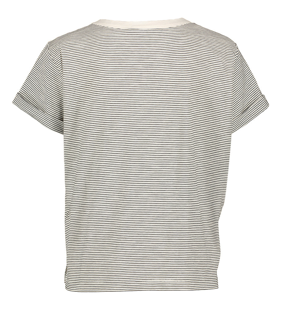 T-shirt rayé blanc et bleu Soixante-dix