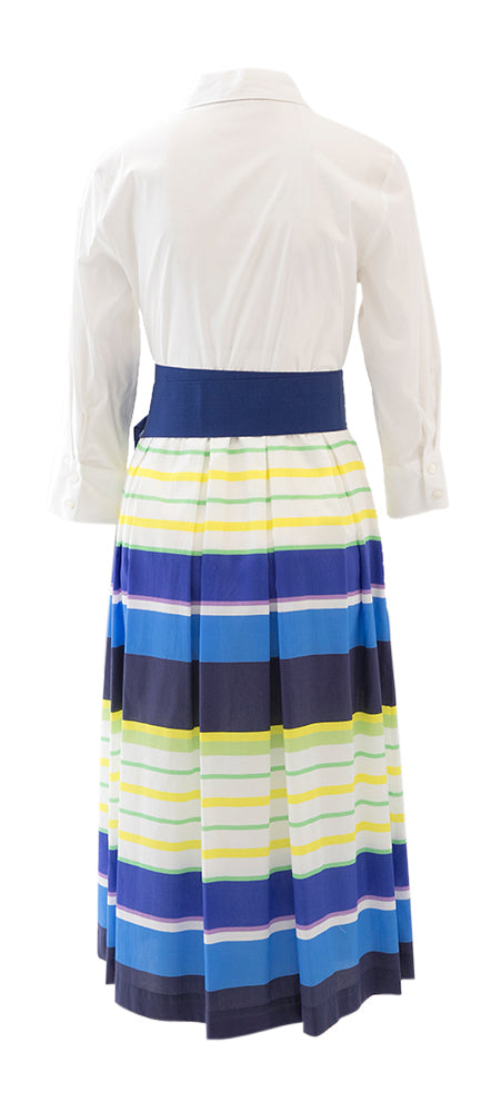 Robe longue en coton à rayures colorées La Camicia