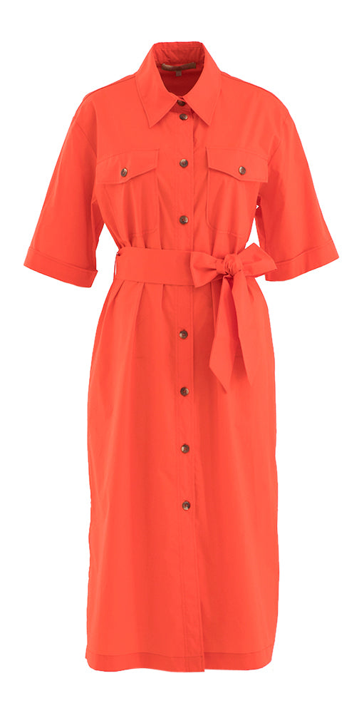 Oranje katoenen hemdjurk met split La Camicia
