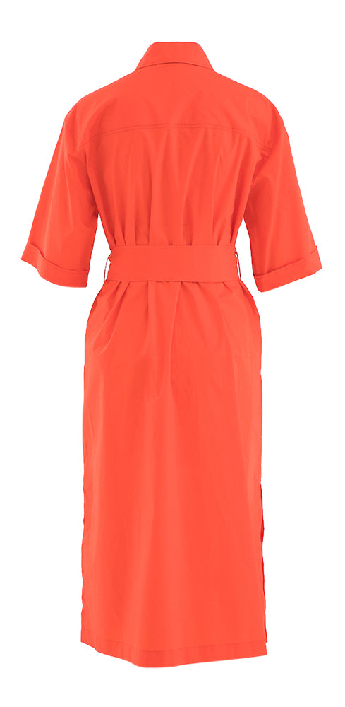 Oranje katoenen hemdjurk met split La Camicia