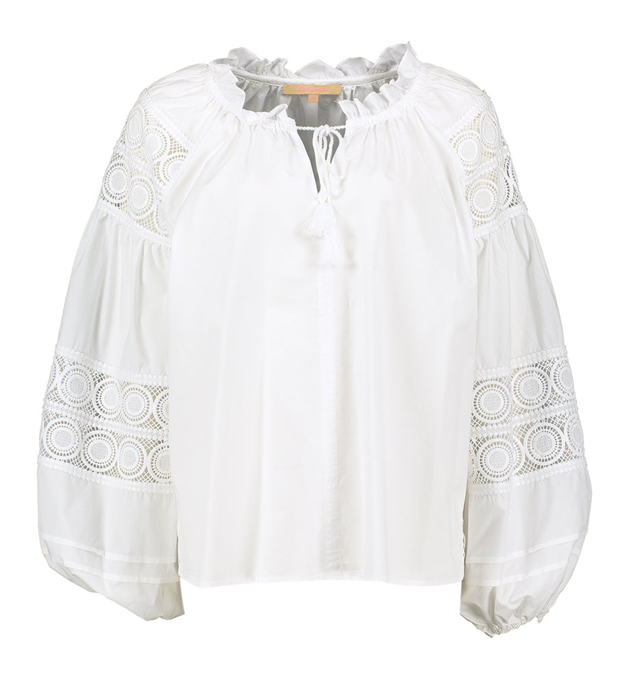 Witte katoenen bloes met broderie detail La Camicia