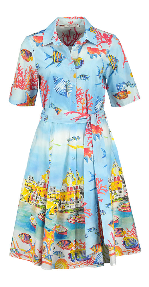 Robe en coton multicolore à imprimé poissons Britt Angoor