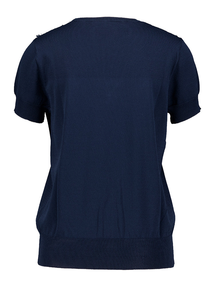 Pull bleu à détails en dentelle Kutia Kocca