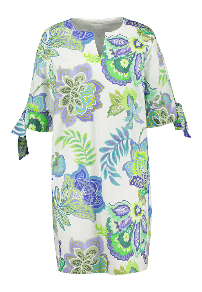 Witte jurk in bloemenprint Cuba Due Amanti