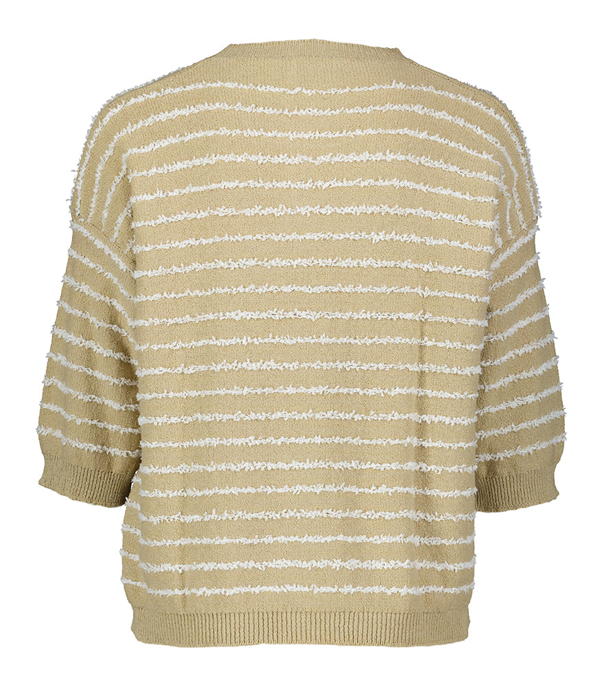 Pull couleur sable à rayures blanches, modèle Cloe Due Amanti