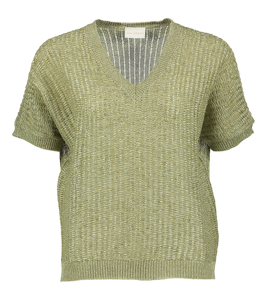 Pull couleur bronze avec fil métallique Puglia Due Amanti