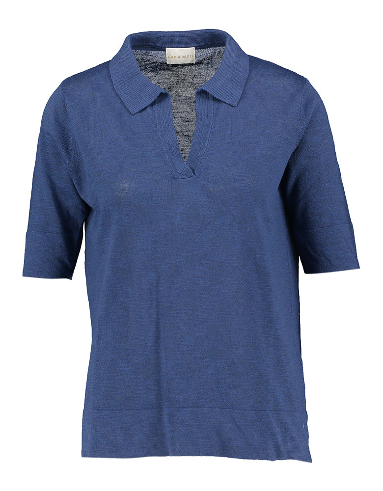 Polo en lin bleu Dakota Due Amanti