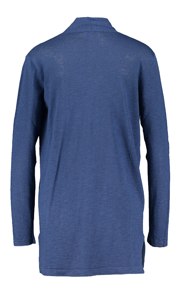 Gilet ouvert en lin bleu Trento Due Amanti