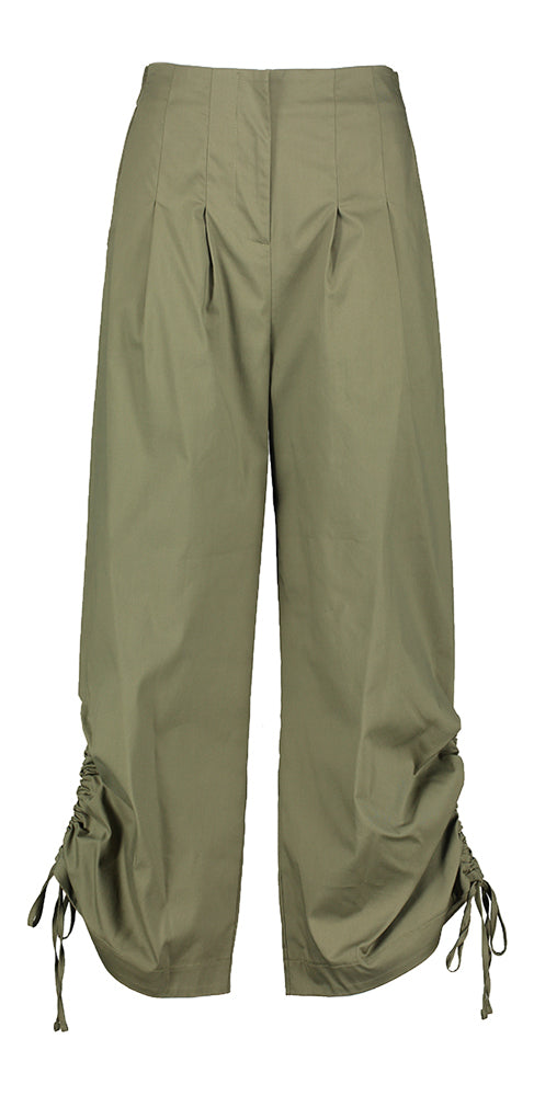 Pantalon kaki large à plis et cordon de serrage en bas Nassaw Due Amanti