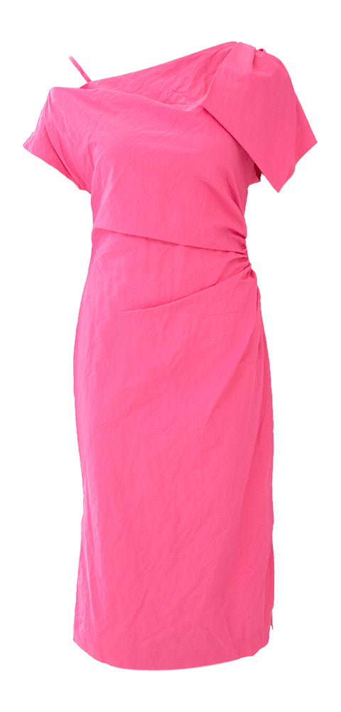 Fuchsia feestjurk met fronsdetail Cadeau Natan