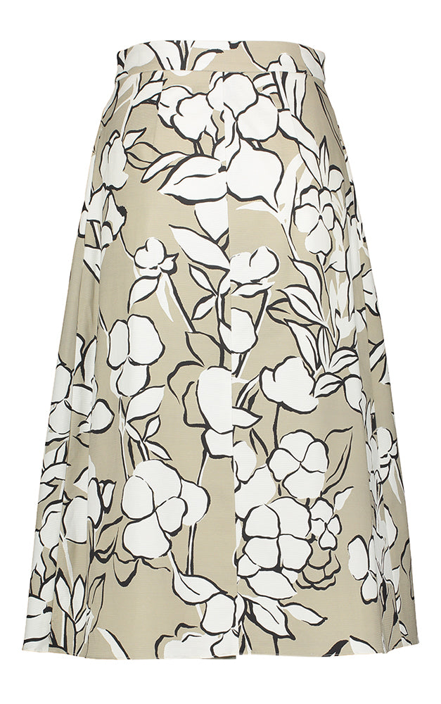 Jupe beige à imprimé floral et fente sur le devant Calm Natan