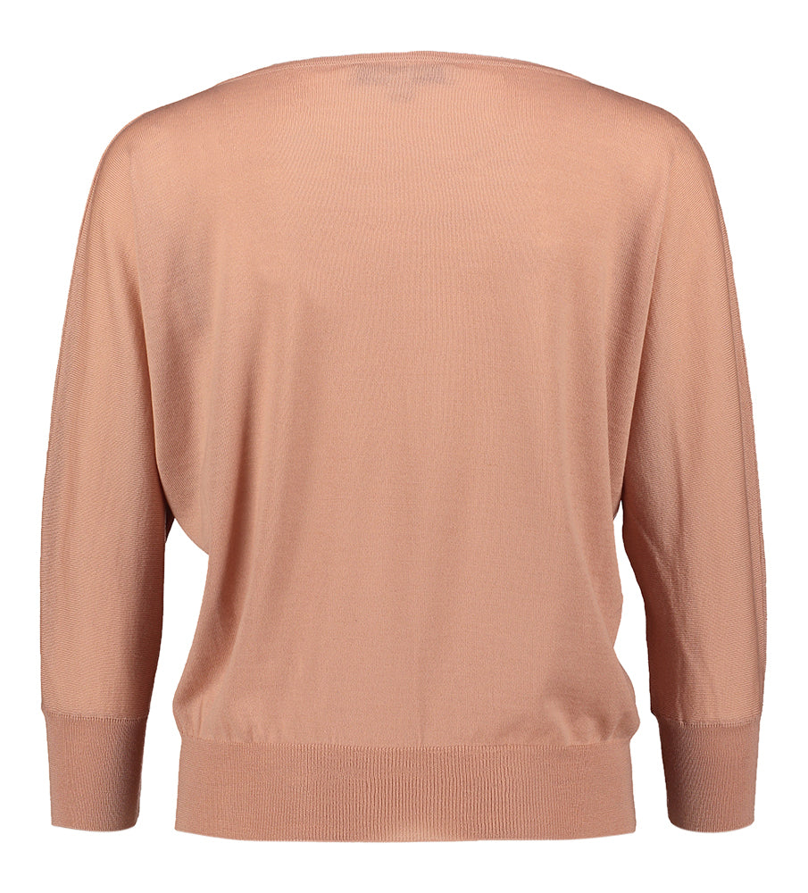 Pull rose poudré à col bateau en laine mérinos Natan