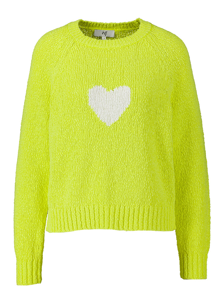 Fluo gele trui met hart Bella Jeff