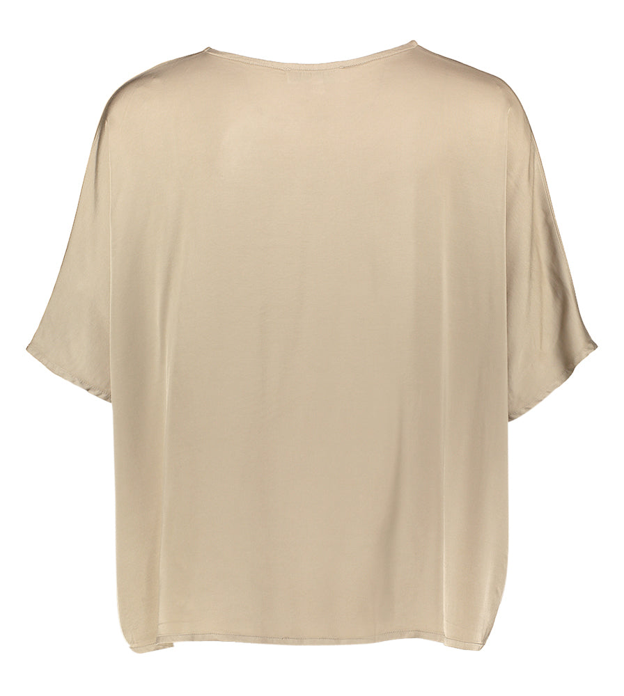 Taupe kleurige glanzende bloes