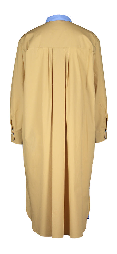 Robe-chemise longue en coton bleu avec dos beige Rosse 35