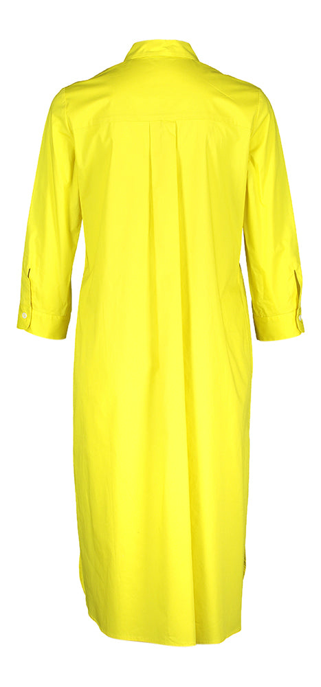 Robe en coton jaune ocre brodée à manches trois-quarts Rosso35