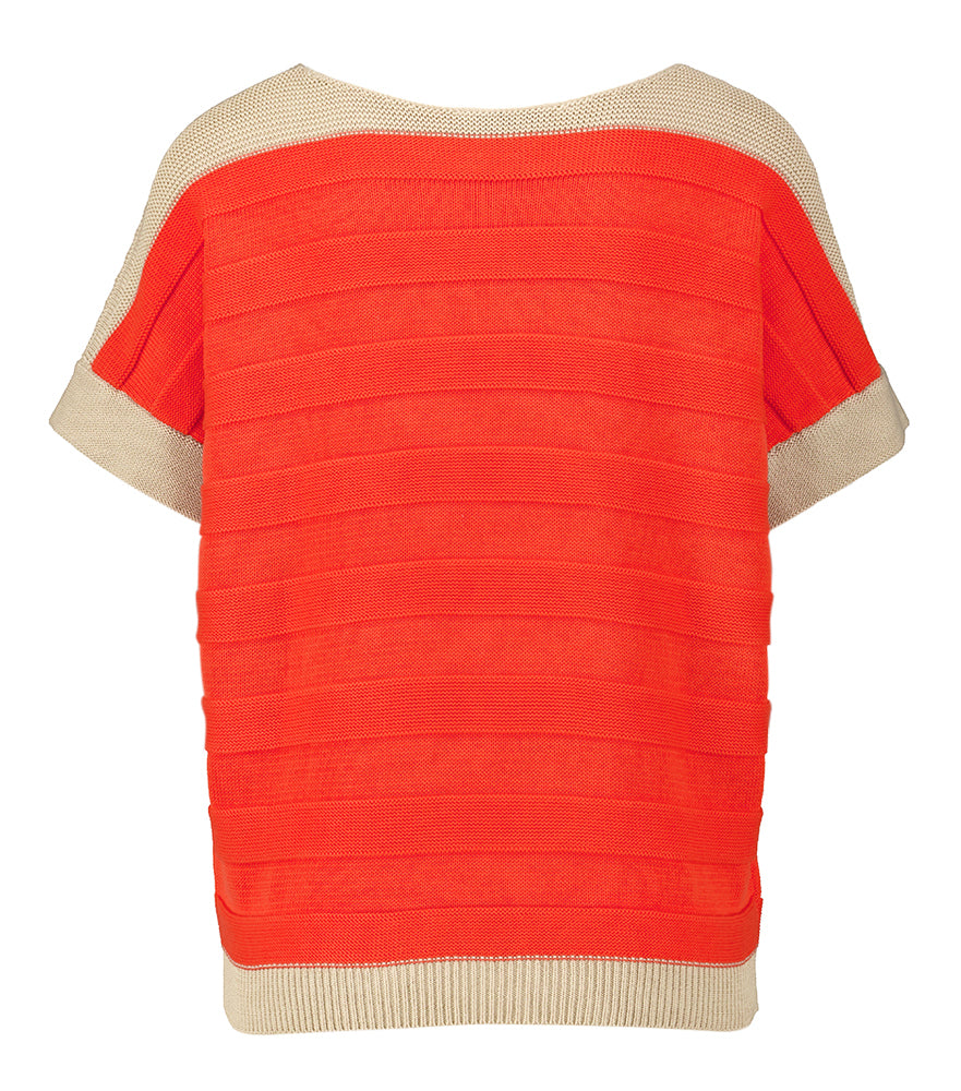 Oranje pull met korte mouwen en camelkleurige details Rosso 35