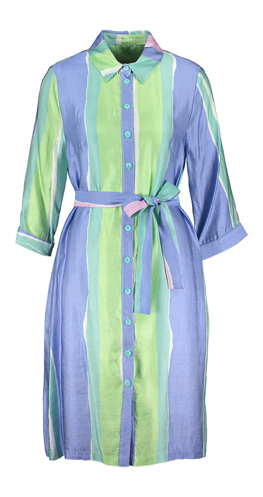 Multicolor gestreepte jurk met knopen Silke Blue Bay