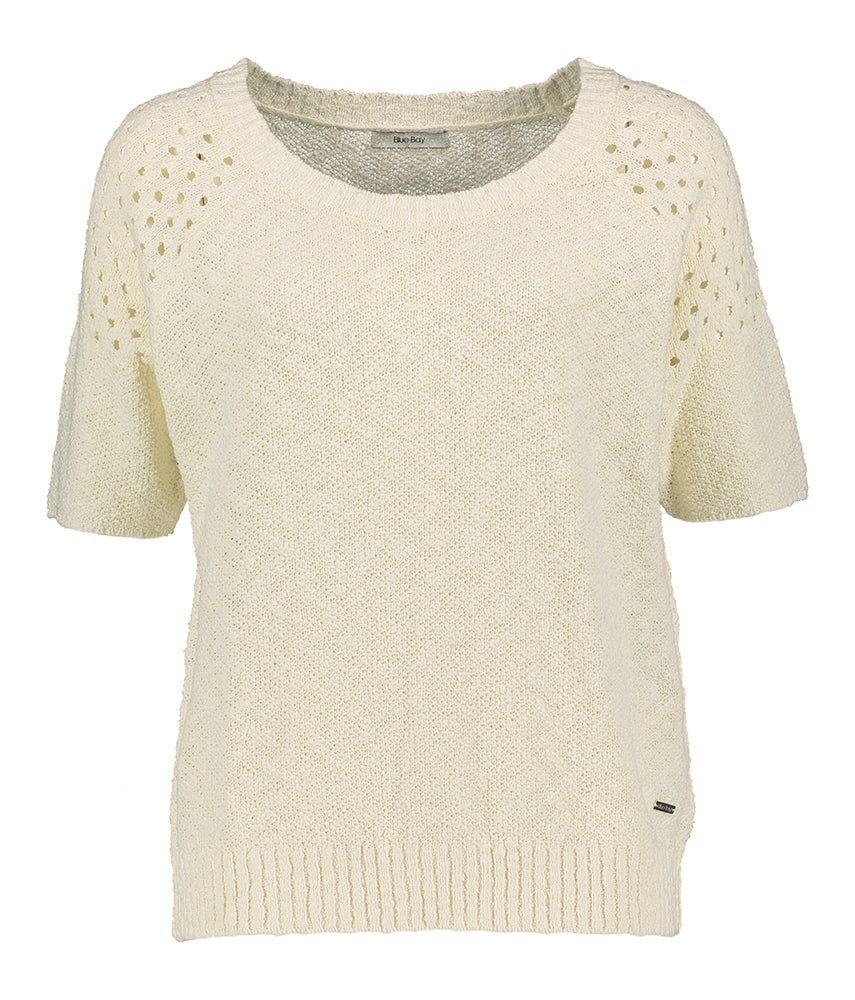 Pull structuré écru à manches courtes Oriane Blue Bay