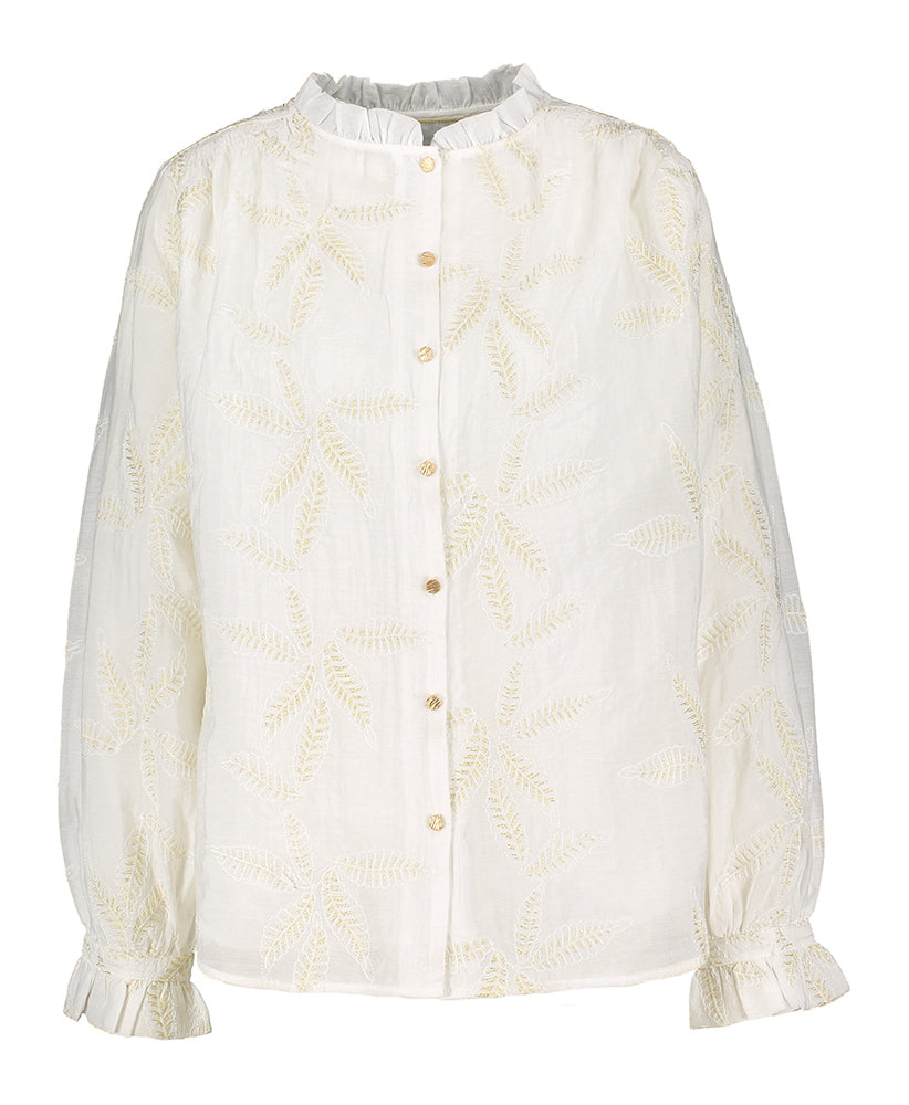 Chemisier blanc à imprimé floral doré Jenna Nukus