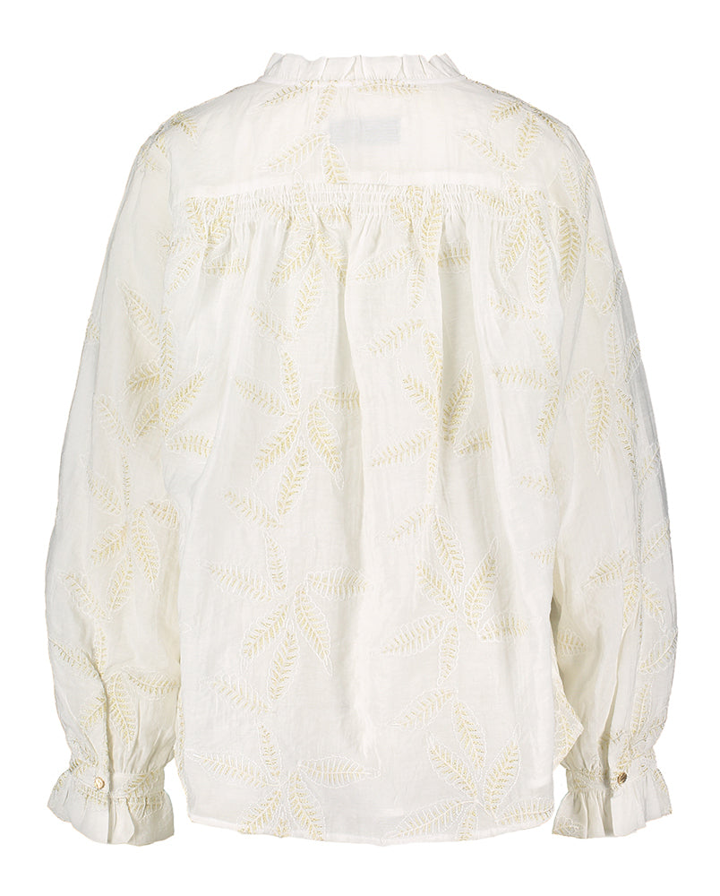 Chemisier blanc à imprimé floral doré Jenna Nukus