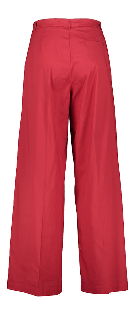 Rode wijde broek met bandplooi Liviana Conti