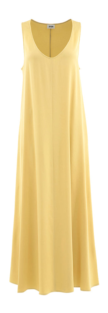 Okergele lange mouwloze jurk met V-hals Cenla Drykorn