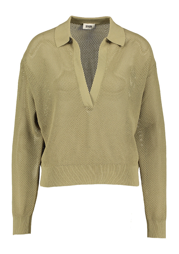 Polo vert aki à effet perforé Jorgia Drykorn