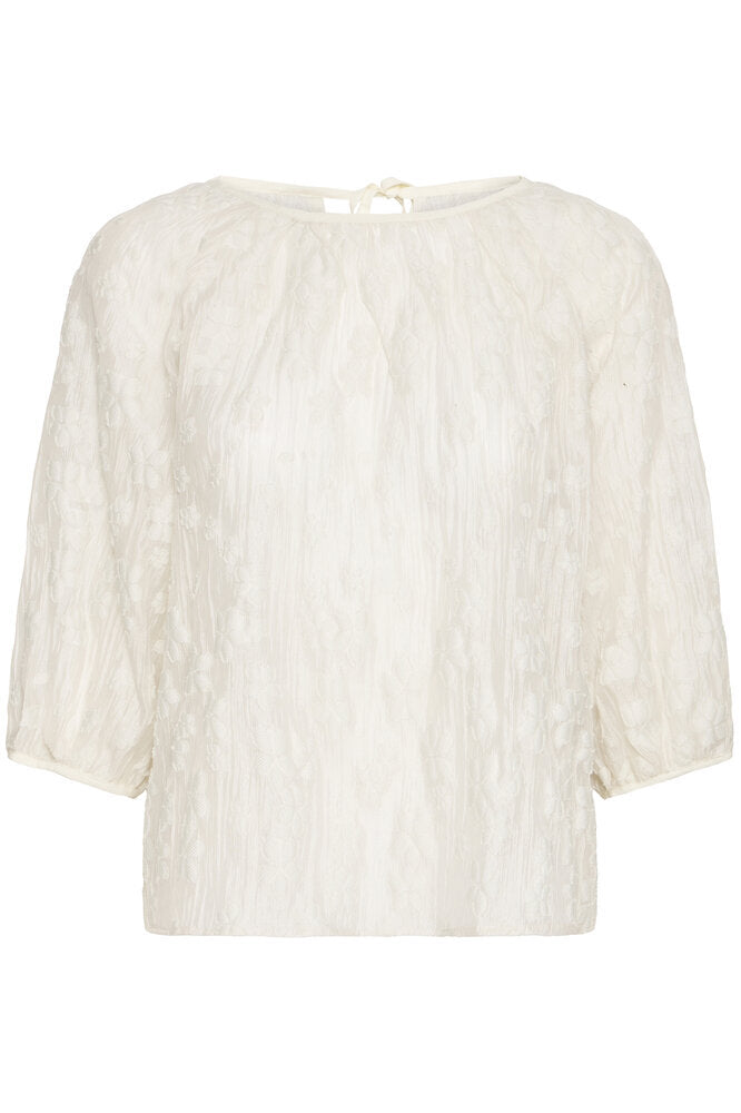 Chemisier transparent couleur crème à imprimé floral Yarisel Ichi