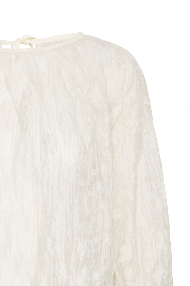 Chemisier transparent couleur crème à imprimé floral Yarisel Ichi