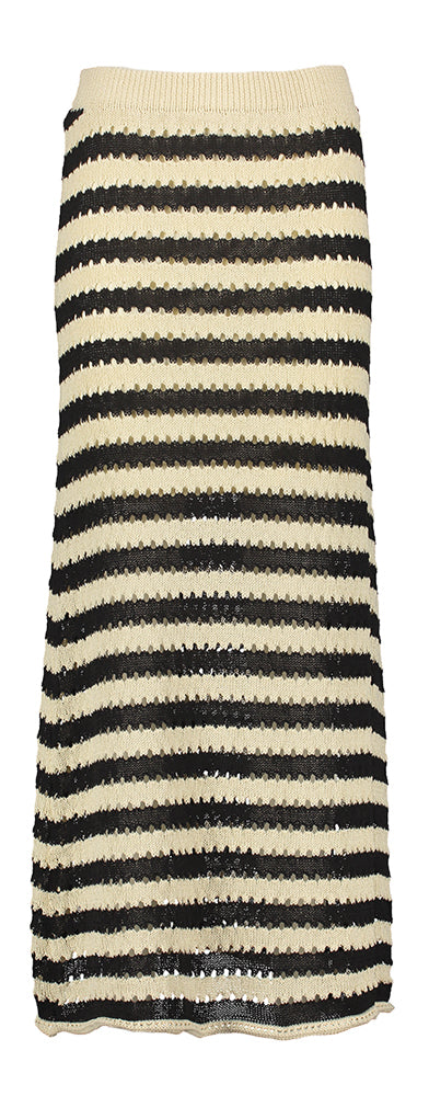 Jupe crochetée beige noir avec élastique et fente au dos Birdis Ichi