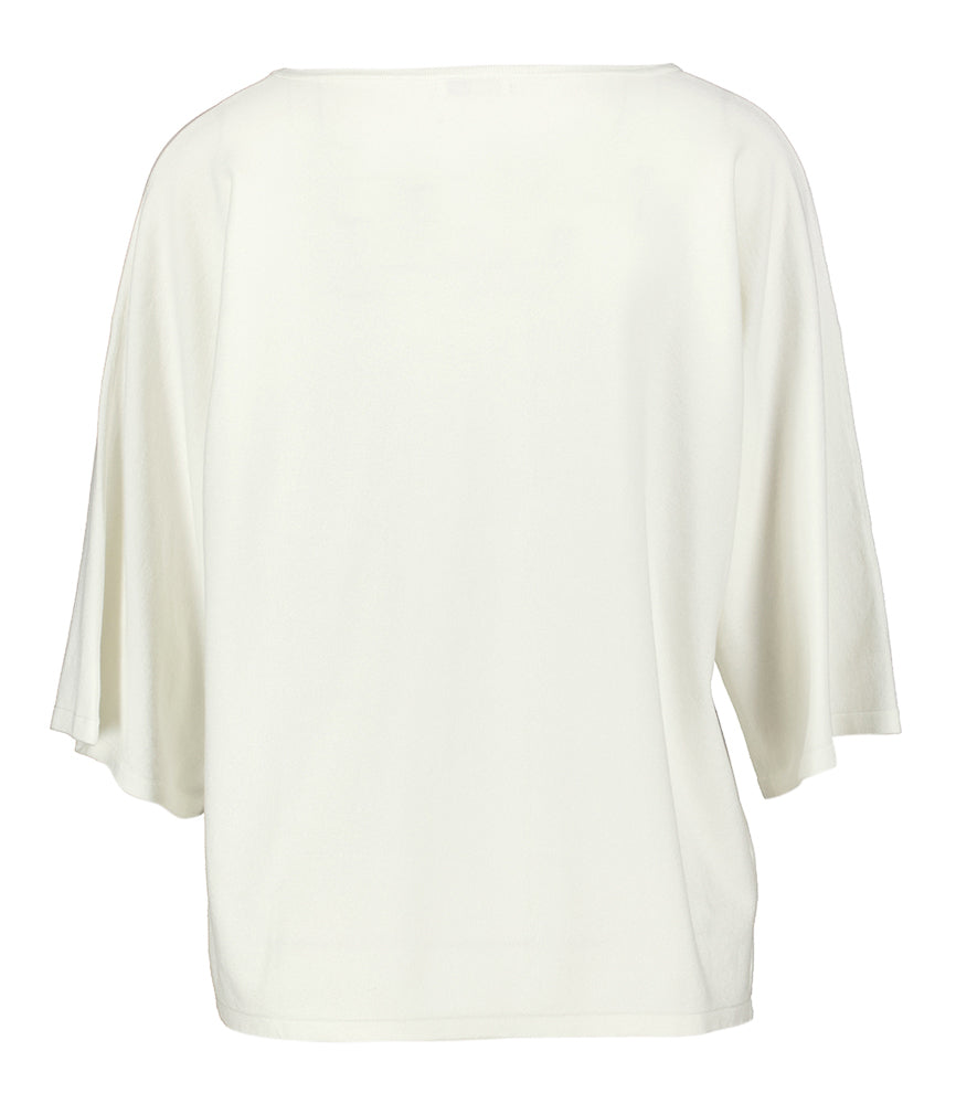 Witte pull met oranje pailletten detail Sika Atmos