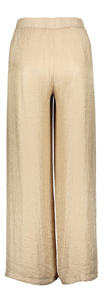 Pantalon beige brillant en tissu froissé Aroski Atmos