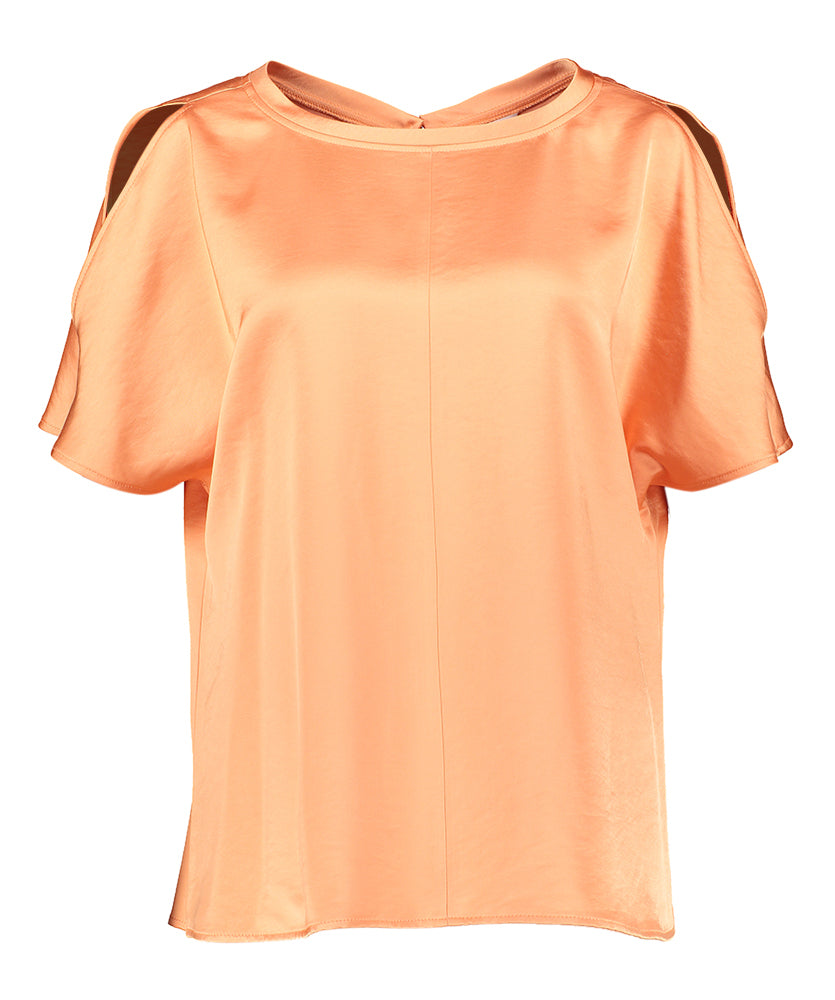 Chemisier brillant couleur abricot à manches courtes Esenza Senso