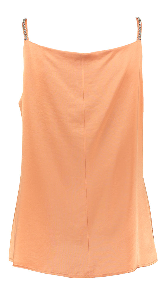 Manches orange ornées de strass sur les bretelles Esenza Senso